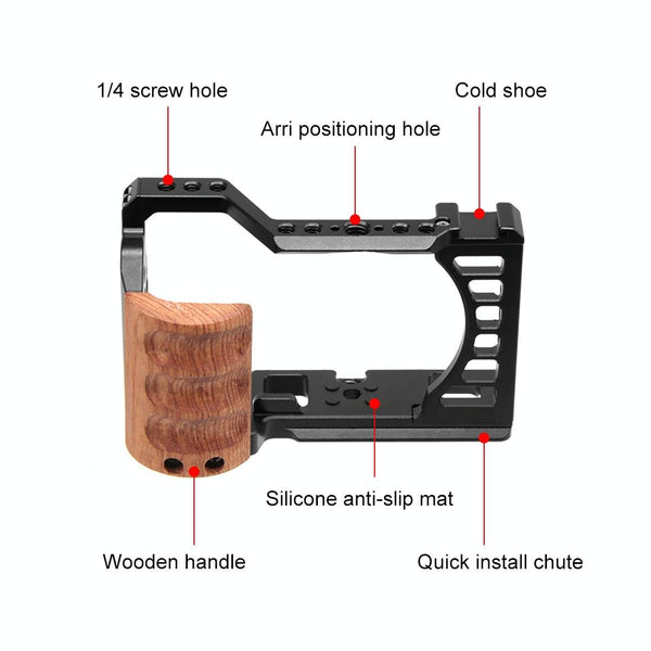 Wood Handle Metal Camera Cage For Sony Alpha 7C Stabilizer Rig Camera Cases Bags & Covers