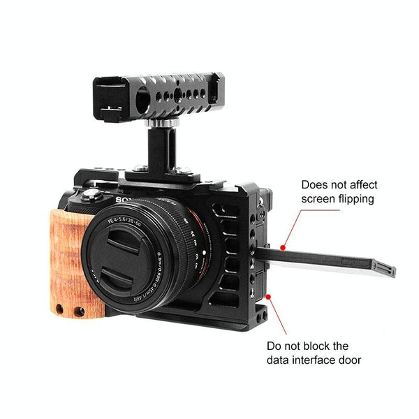 Wood Handle Metal Camera Cage For Sony Alpha 7C Stabilizer Rig Camera Cases Bags & Covers