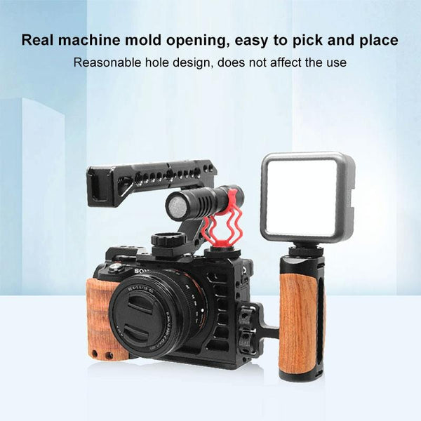 Wood Handle Metal Camera Cage For Sony Alpha 7C Stabilizer Rig Camera Cases Bags & Covers