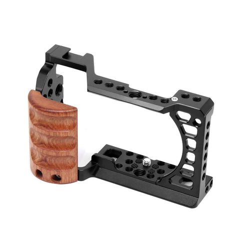 Wood Handle Metal Camera Cage For Sony A6400 A6300 A6100 A6000 Stabilizer Rig Stabilizers