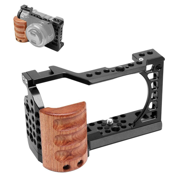 Wood Handle Metal Camera Cage For Sony A6400 A6300 A6100 A6000 Stabilizer Rig Stabilizers