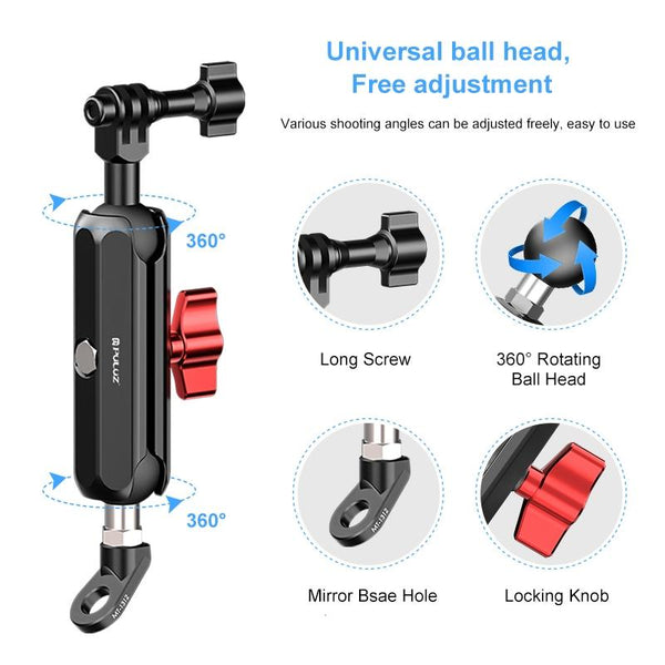Cnc Metal Motorcycle Rearview Arm Mount For Action Cameras Bike Camera Holders Mounts