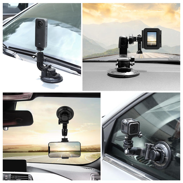 Universal Car Phone Mount With Suction Cup And Tripod Adapter For Action Cameras Mounts & Holders