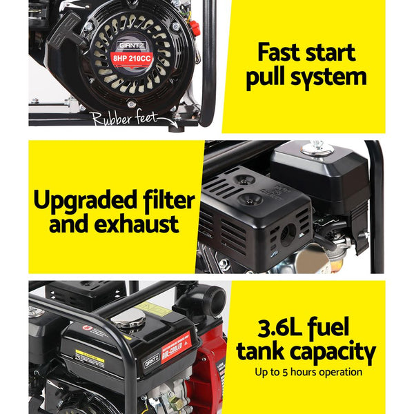 Giantz Petrol Water Pump 2" High Flow Transfer Fire Fighting Irrigation Water Pumps