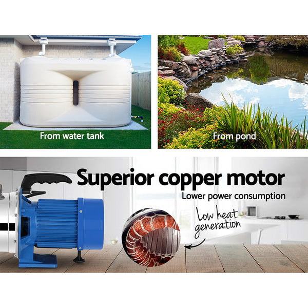 Giantz Garden Water Jet Pump High Pressure 1100W Tank Rain Farm Irrigation House Water Pumps & Pressure Tanks