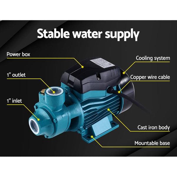Giantz Peripheral Water Pump Garden Boiler Car Wash Auto Irrigation House Qb60 Water Pumps & Pressure Tanks