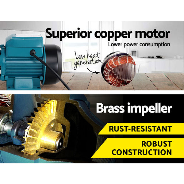 Giantz Auto Peripheral Pump Clean Water Garden Farm Rain Tank Irrigation Qb60 Water Pumps & Pressure Tanks