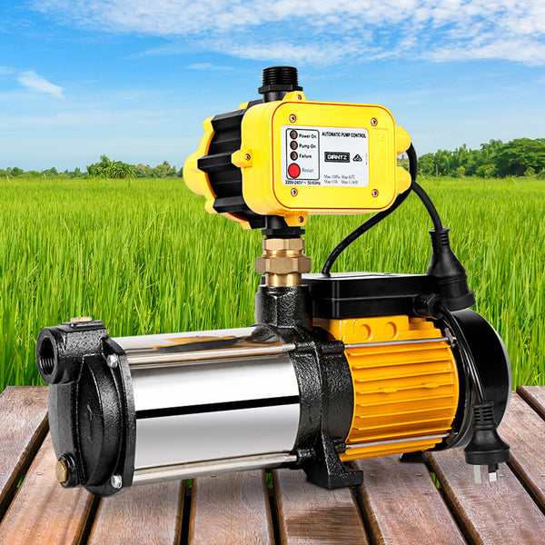 Giantz Garden Water Pump High Pressure 1100 2000W Max 4 Stage Tank Irrigation Yellow Water Pumps & Pressure Tanks