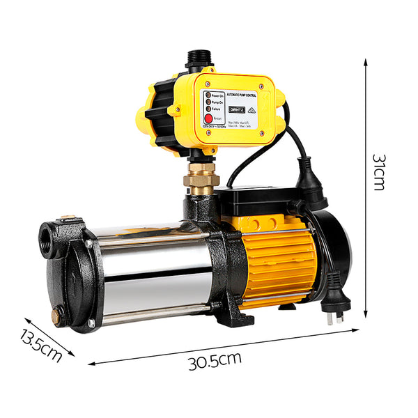 Giantz Garden Water Pump High Pressure 1100 2000W Max 4 Stage Tank Irrigation Yellow Water Pumps & Pressure Tanks