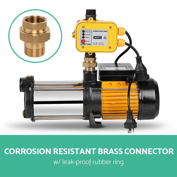 Giantz Garden Water Pump High Pressure 1100 2000W Max 4 Stage Tank Irrigation Yellow Water Pumps & Pressure Tanks