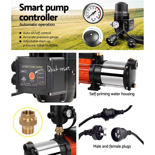 Giantz Garden Water Pump High Pressure 1800W 5 Stage Tank Irrigation Black Water Pumps & Pressure Tanks