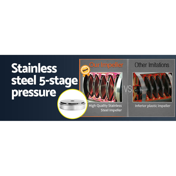 Giantz Garden Water Pump High Pressure 2000W Max. 5 Stage Tank Irrigation Black Water Pumps & Pressure Tanks