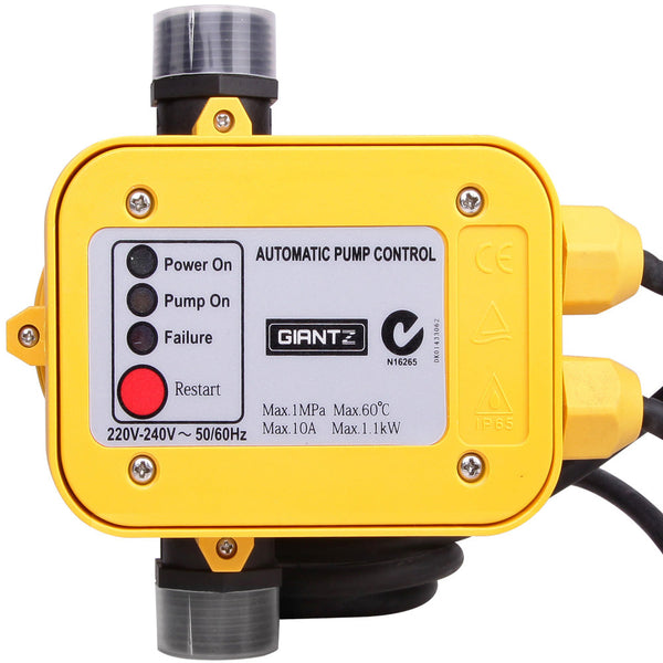 Giantz Water Pressure Pump Controller Auto Switch Electric Electronic Yellow Watering Timers & Controllers