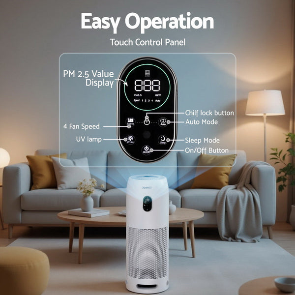 Devanti Air Purifier 4 Layer Hepa Filter White Air Purifiers