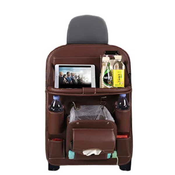 Pu Leather Car Storage Bag Multifunctional Seat Back Tray Hanging Waterproof Organizer Car Organisers