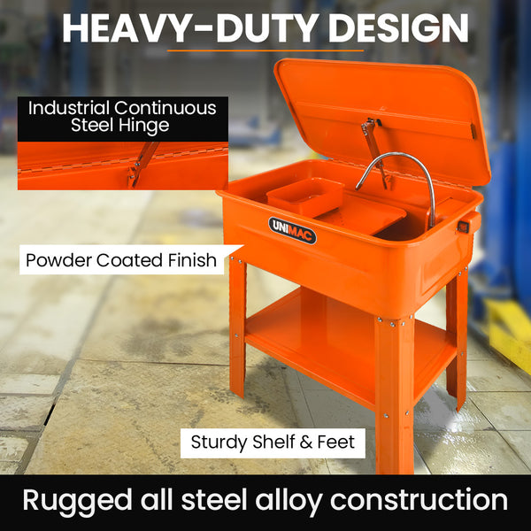 Unimac 86L Heavy Duty Multi Purpose Auto Parts Washer With Removable Work Shelf Basket Other Shop Equipment