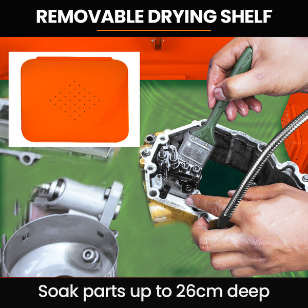 Unimac 86L Heavy Duty Multi Purpose Auto Parts Washer With Removable Work Shelf Basket Other Shop Equipment