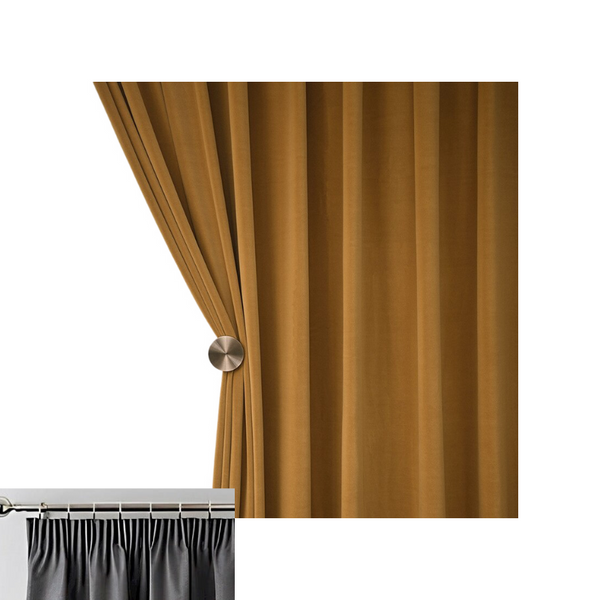 150 Centimetre Mustard High Quality Modern Velvet Blackout Curtains Living Room Bedroom Dining Curtains & Drapes