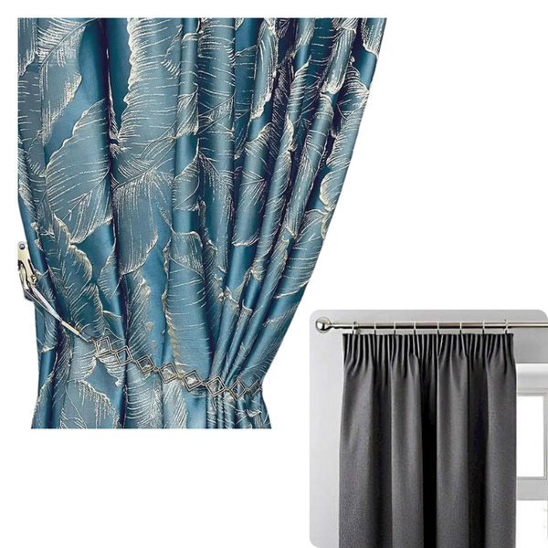 Curtain Green 250 Centimetre X 3D Leaves Luxury Blackout Curtains & Drapes