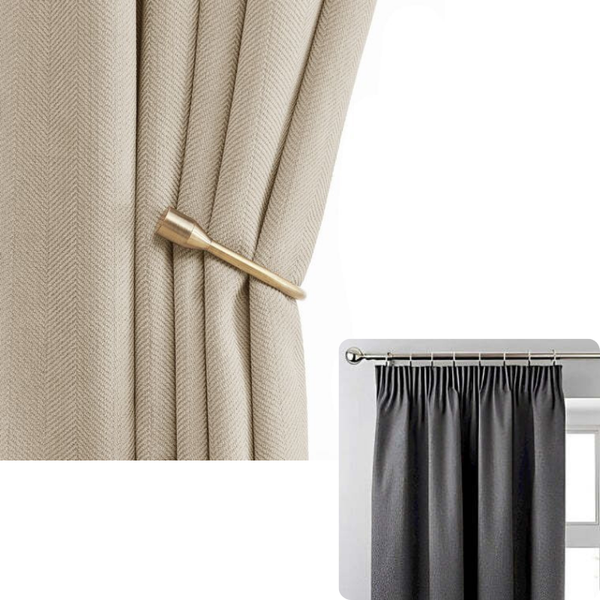 Curtain Beige 100 Cm X 250 Thick Chenille Luxury Blackout Curtains Curtains & Drapes