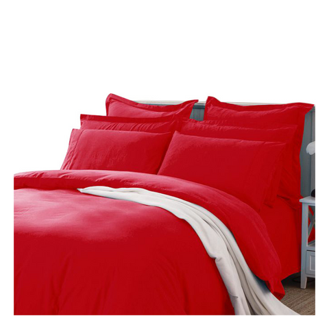 Fabric Fantastic 1000Tc Tailored King Single Size Red Duvet Quilt Cover Set Quilt Covers