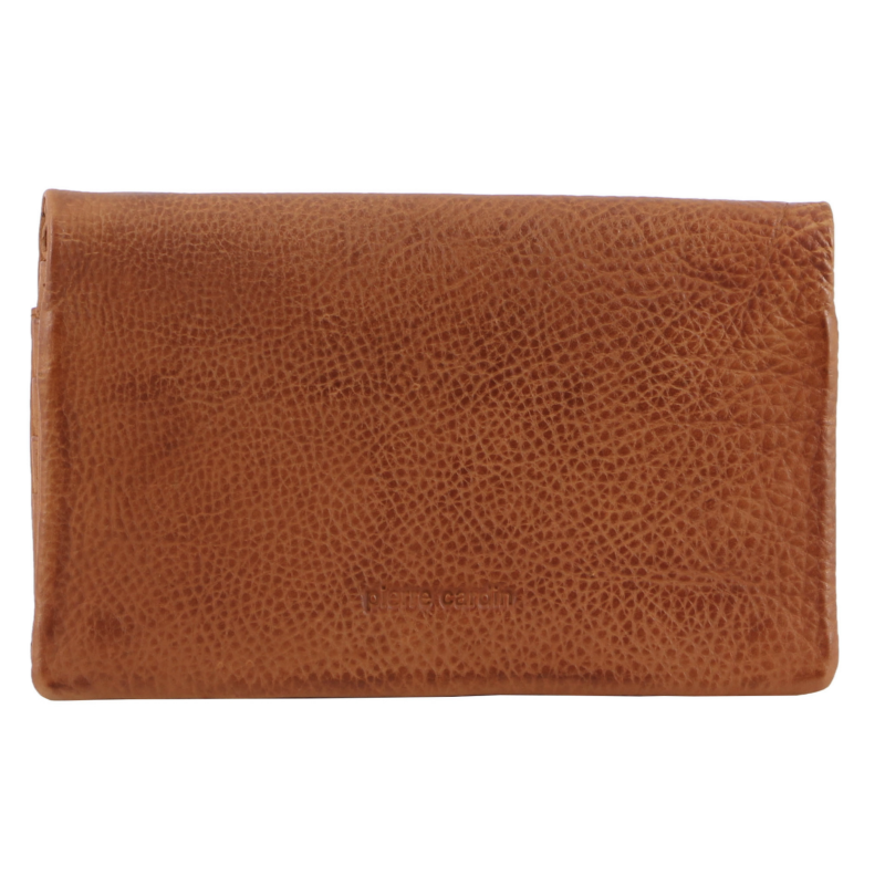 Pierre Cardin Ladies Womens Genuine Leather Bi Fold Rfid Purse Wallet Cognac Wallets