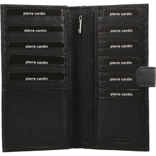 Pierre Cardin Leather Passport Holder Travel Wallet W/ Rfid Protection Black Wallets