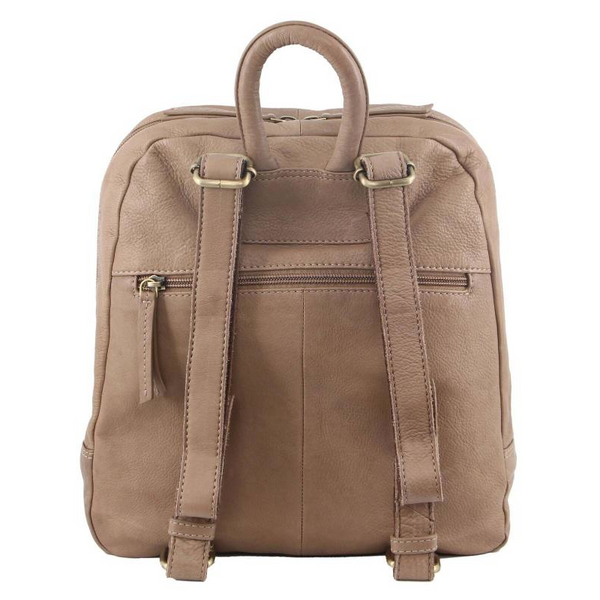 Pierre Cardin Womens Woven Leather Backpack Bag Taupe Women Backpacks
