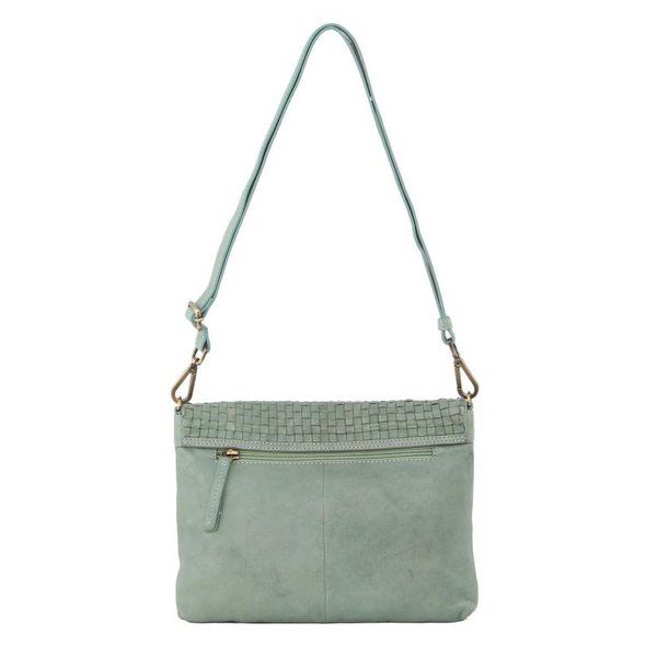 Pierre Cardin Womens Woven Leather Flap Cross Body Bag/Clutch Mint Green Women's Bags & Handbags