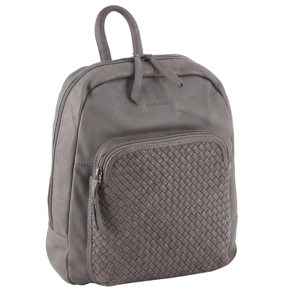 Pierre Cardin Womens Woven Soft Leather Backpack Bag Travel Designer Sky Blue Women Backpacks