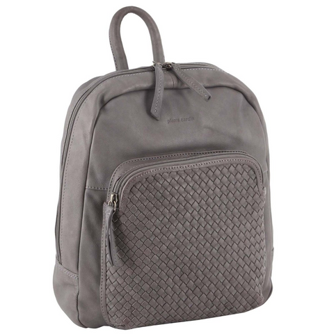 Pierre Cardin Womens Woven Soft Leather Backpack Bag Travel Designer Sky Blue Women Backpacks