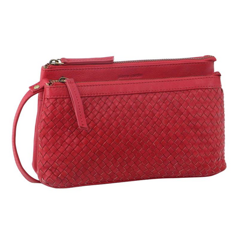 Pierre Cardin Woven Ladies Crossbody/ Clutch Bag Red Women's Bags & Handbags