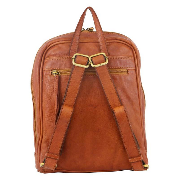 Pierre Cardin Woven Leather Ladies Backpack Bag Travel Cognac Women Backpacks