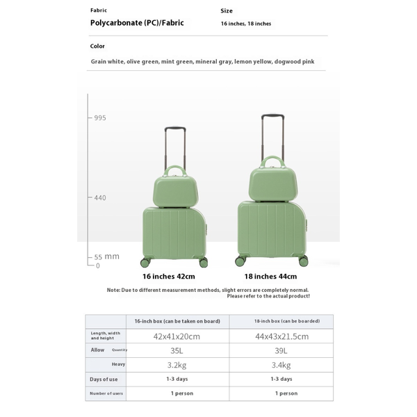 Elosung Pink 18 Inch Lightweight Carry On Luggage Waterproof & Anti Theft Suitcase With Silent Universal Wheels Suitcases