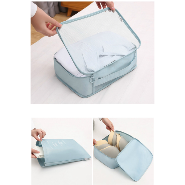 Navy Blue Travel Packing Cube Set 7 Piece Luggage Organizer For Clothes Toiletries And Accessories Packing Organisers