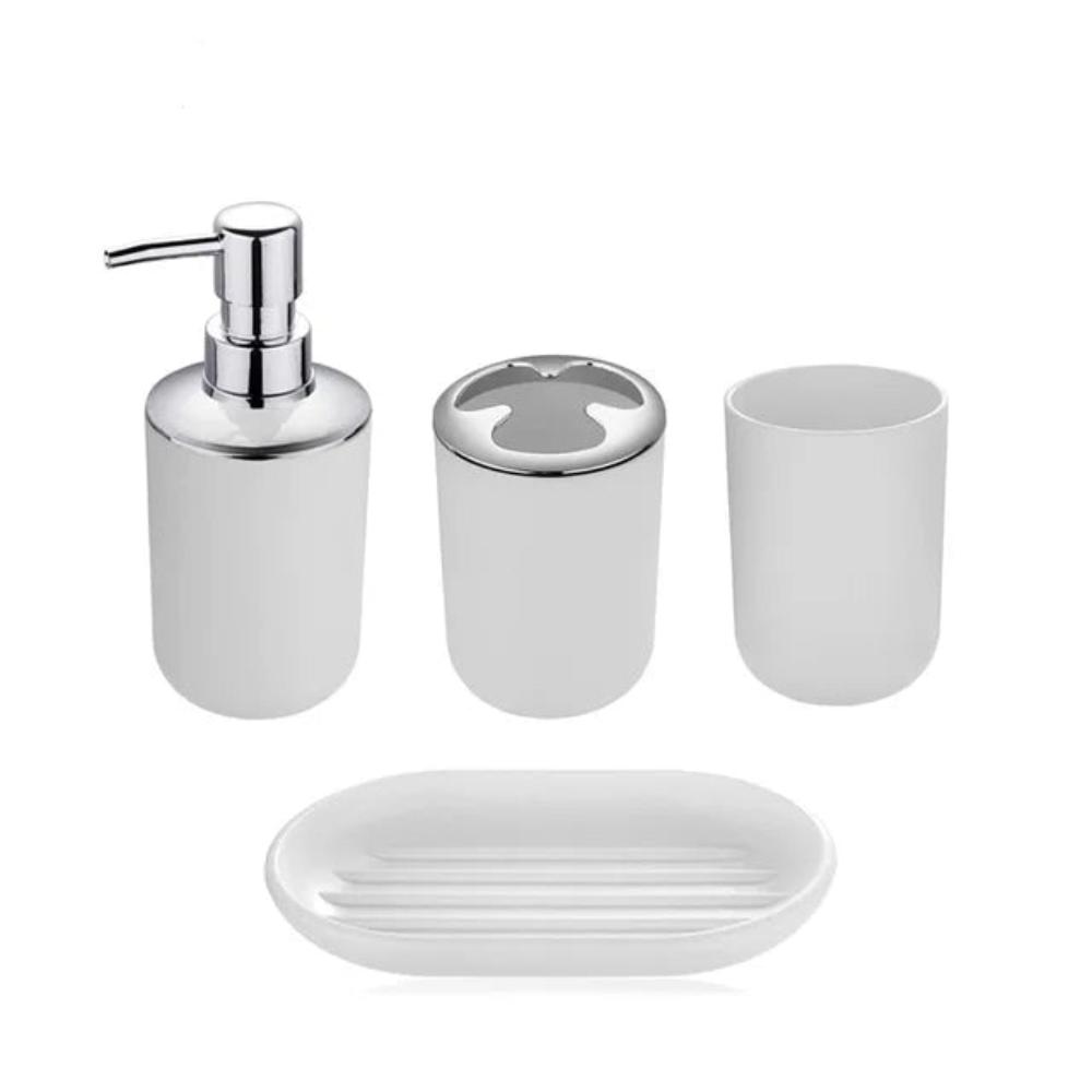 Plastic Bathroom Accessories Set Pearl White Toilet Brush Soap Dish Dispenser Other Bathroom Accessories