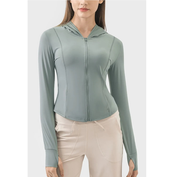 Pocketed Zip Up Hooded Long Sleeve Active Outerwear Hoodies & Sweatshirts