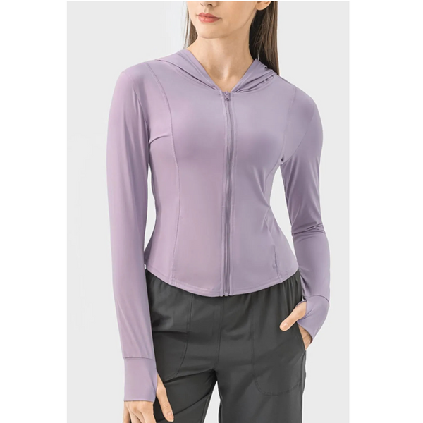 Pocketed Zip Up Hooded Long Sleeve Active Outerwear Hoodies & Sweatshirts