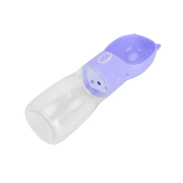 Elosung Dog Water Bottle With Bowl Dispenser 500Ml Purple Pet Travel Cup Leak Proof One Hand Operation Dog Bowls