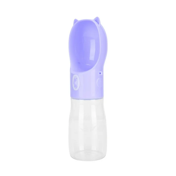 Elosung 1 Sets Of Dog Water Bottle With Bowl Dispenser 500Ml Purple Pet Travel Cup Leak Proof One Hand Operation Dog Bowls