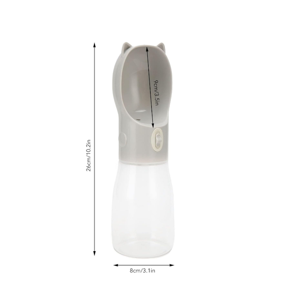 Elosung Dog Water Bottle With Bowl Dispenser 500Ml Grey Pet Travel Cup Leak Proof One Hand Operation Dog Bowls