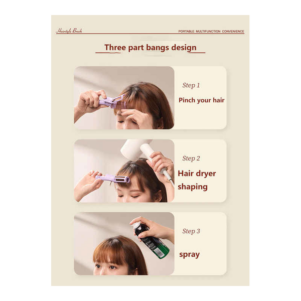 Elosung 3 Pack Pink Portable Hairstyle Brush For Root Volume Multifunction Styling Tool Brushes & Combs