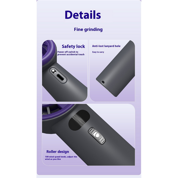 Handheld Turbo Fan With Wind Speeds And 3000Mah Battery Portable Fans