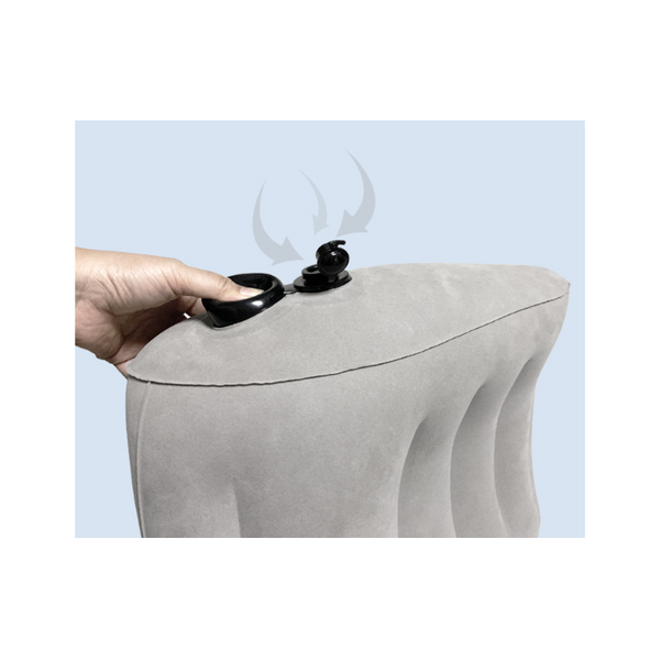 Grey Press To Inflate Travel Lumbar Cushion Lightweight Supportive Backrest For Flights Trains Office Use Cushions & Decorative Pillows
