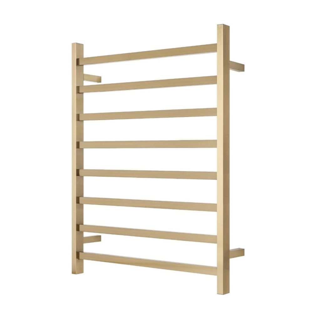 Blushtaps Premium Brushed Gold Heated Towel Rack 8 Bars Square Design Au 1000X850mm Wide Towel Racks