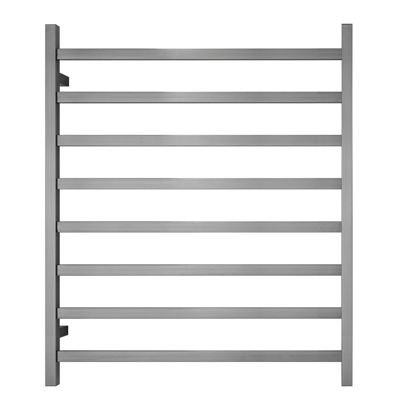 Blushtaps Premium Gunmetal Heated Towel Rack 8 Bars Square Design Au 1000X850mm Wide Towel Racks