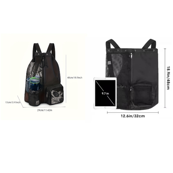 Elosung Purple Mesh Drawstring Backpack Lightweight Sports And Beach Bag With Pockets Gym Bags