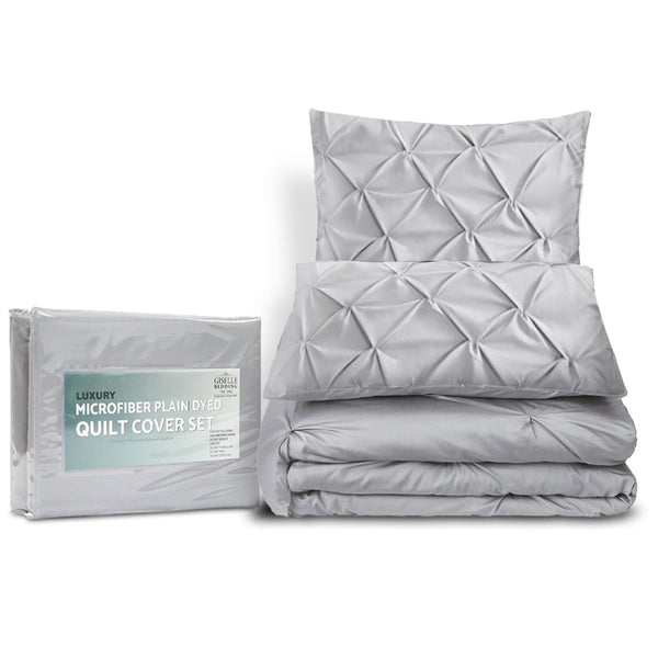 Giselle Quilt Cover Set Diamond Pinch Grey King Quilt Covers
