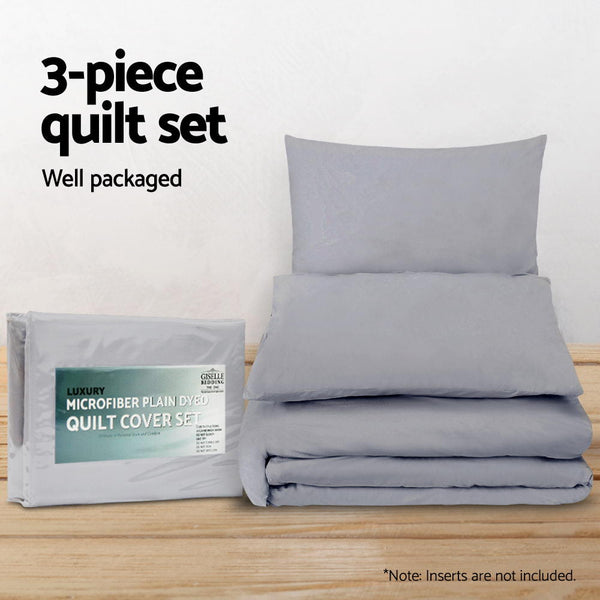 Giselle Bedding Quilt Cover Set Classic Grey King Quilt Covers