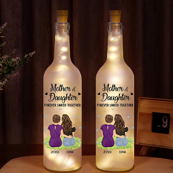 Mother & Daughter Forever Linked Together Personalized Bottle Light Lamps